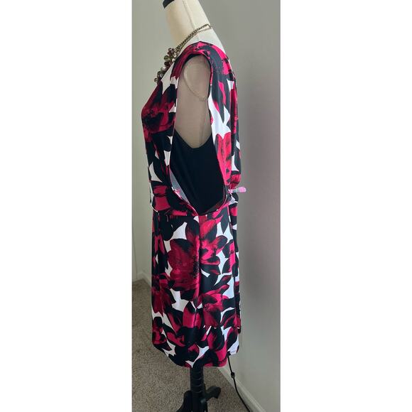 Worthington Woman Sleeveless Floral Black and Red Career Formal Sheath Dress XL - Picture 4 of 9
